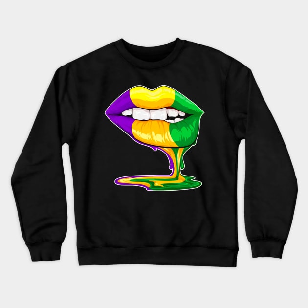 Mardi Gras Costume Sexy Lips Carnival 2024, Mardi Gras Lips Crewneck Sweatshirt by artbyhintze